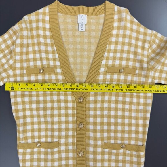 NWOT Joie Boyfriend Oversized Gingham Check Cardigan Yellow Cream Plaid Sweater - Picture 8 of 10